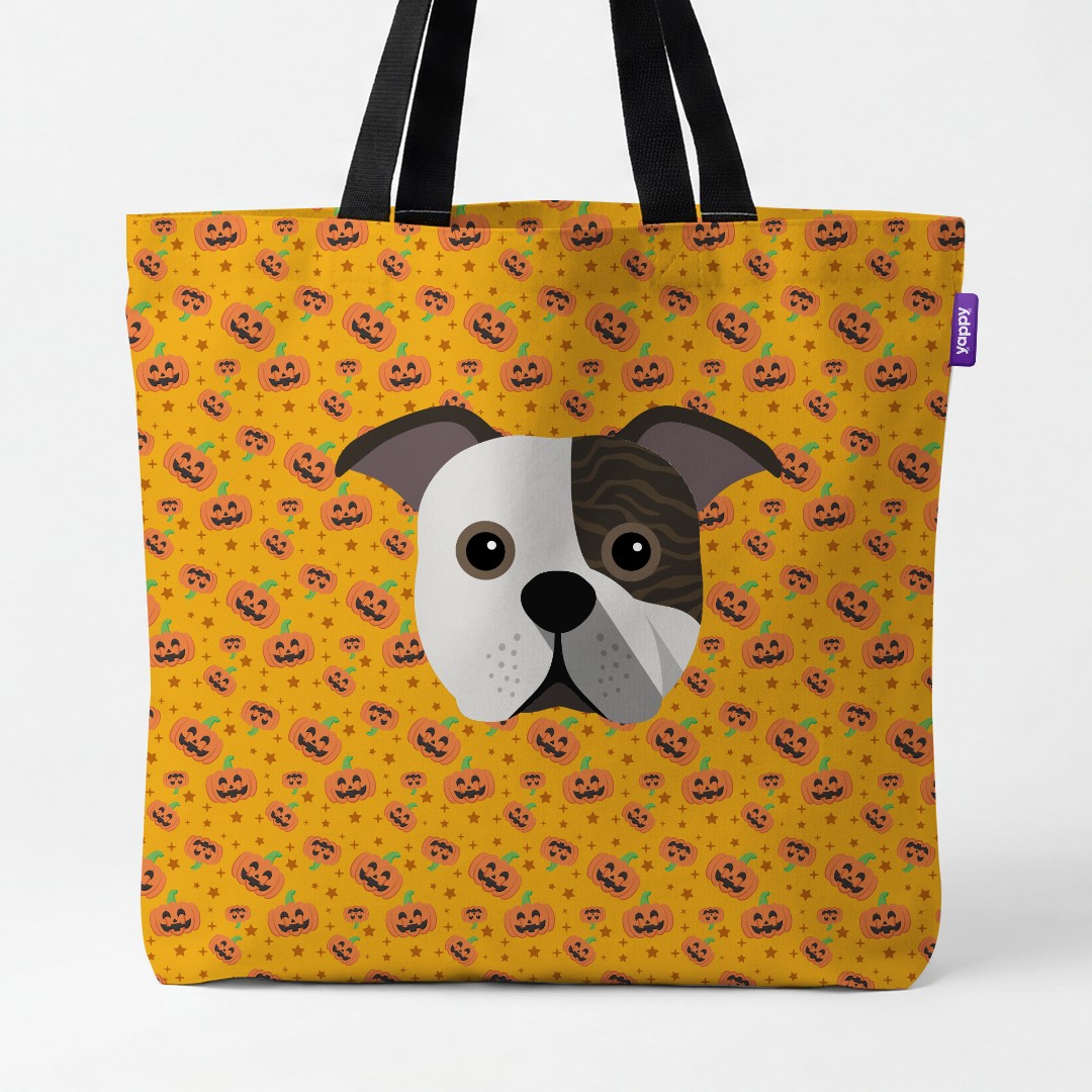 'Happy Pumpkin' - Personalized {breedCommonName} Canvas Bag