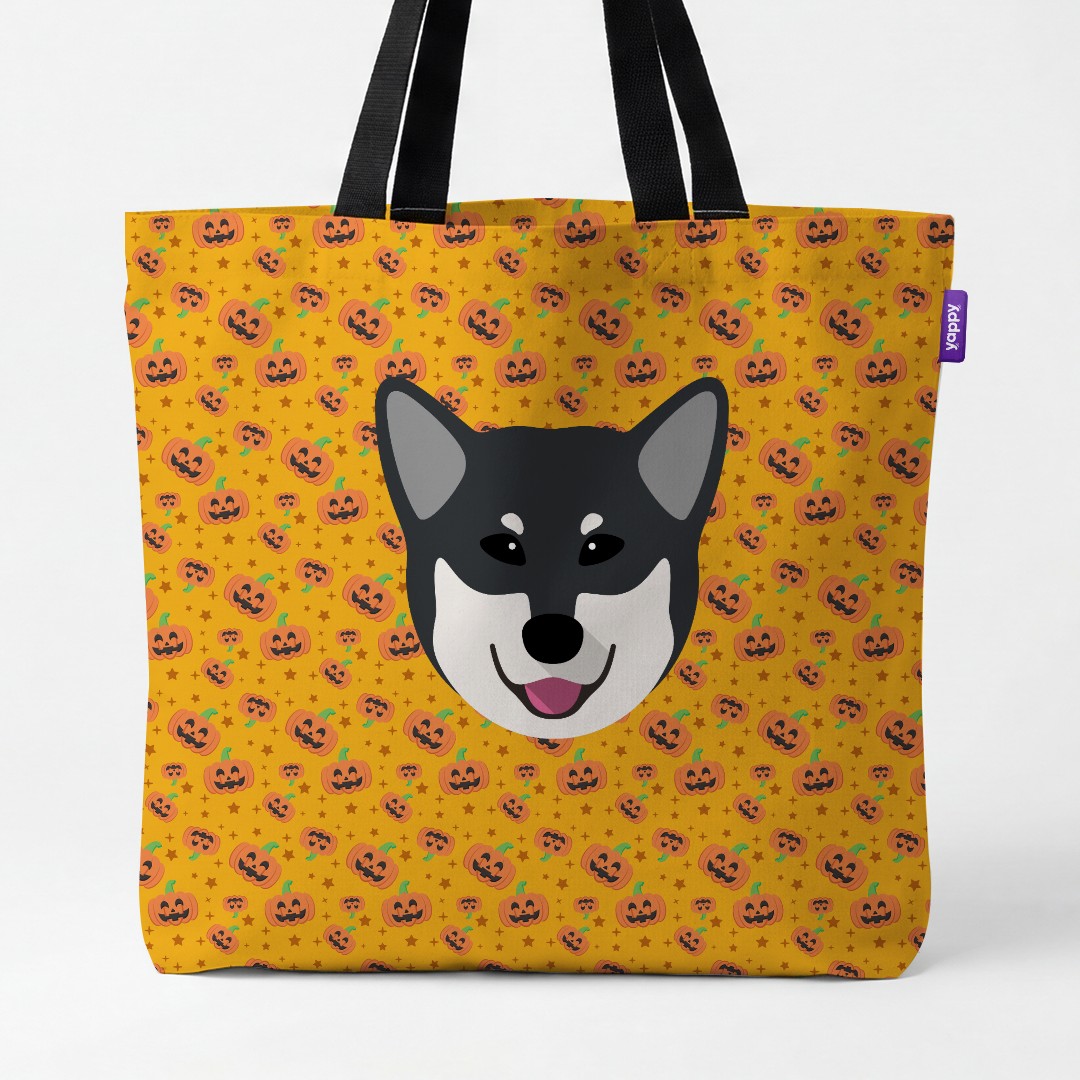 'Happy Pumpkin' - Personalized {breedCommonName} Canvas Bag