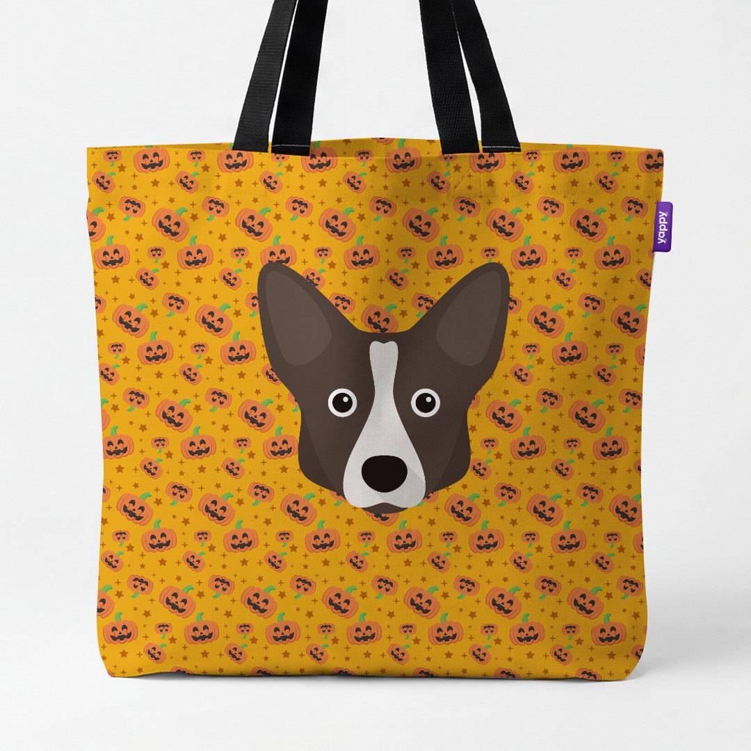 'Happy Pumpkin' - Personalized {breedCommonName} Canvas Bag