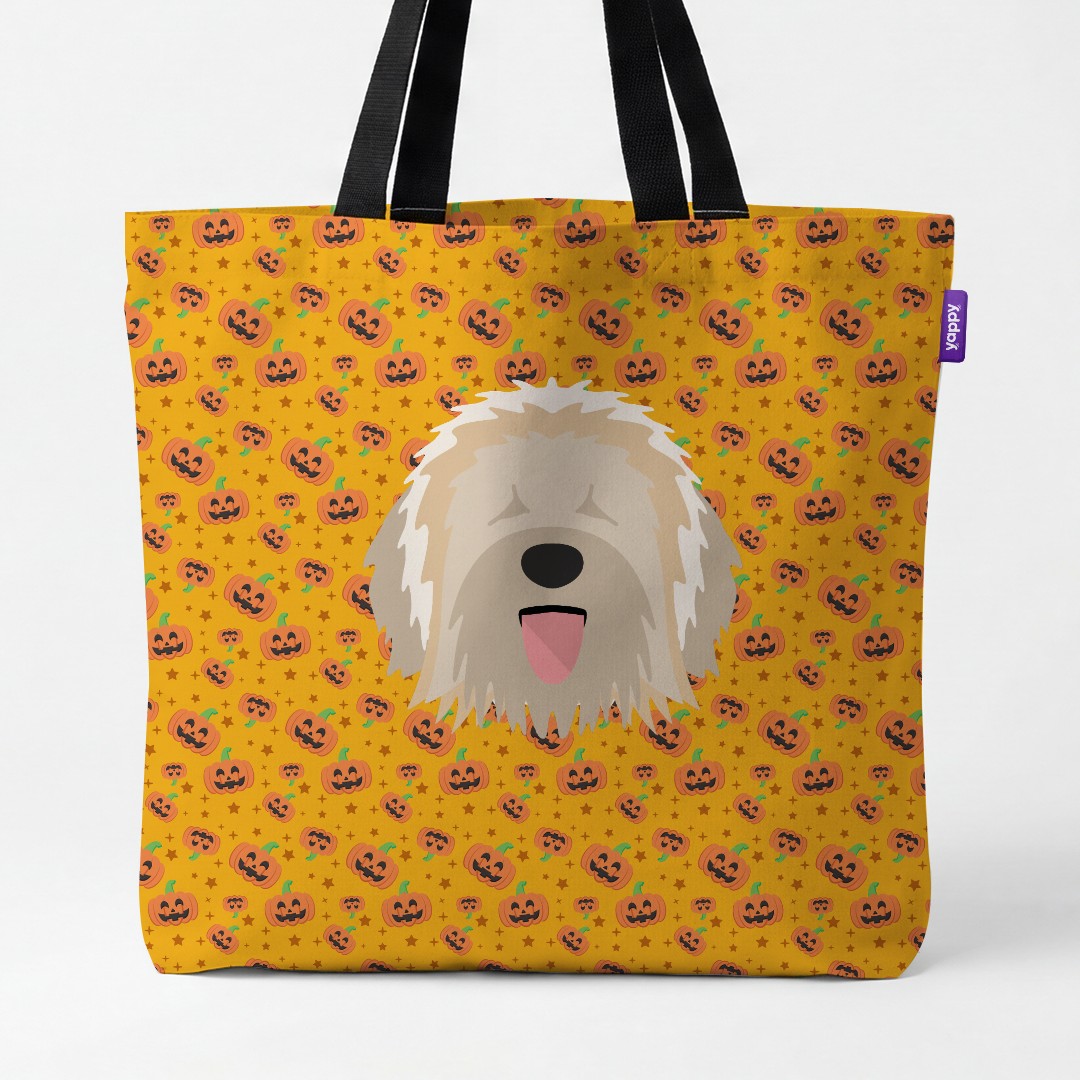 'Happy Pumpkin' - Personalized {breedCommonName} Canvas Bag