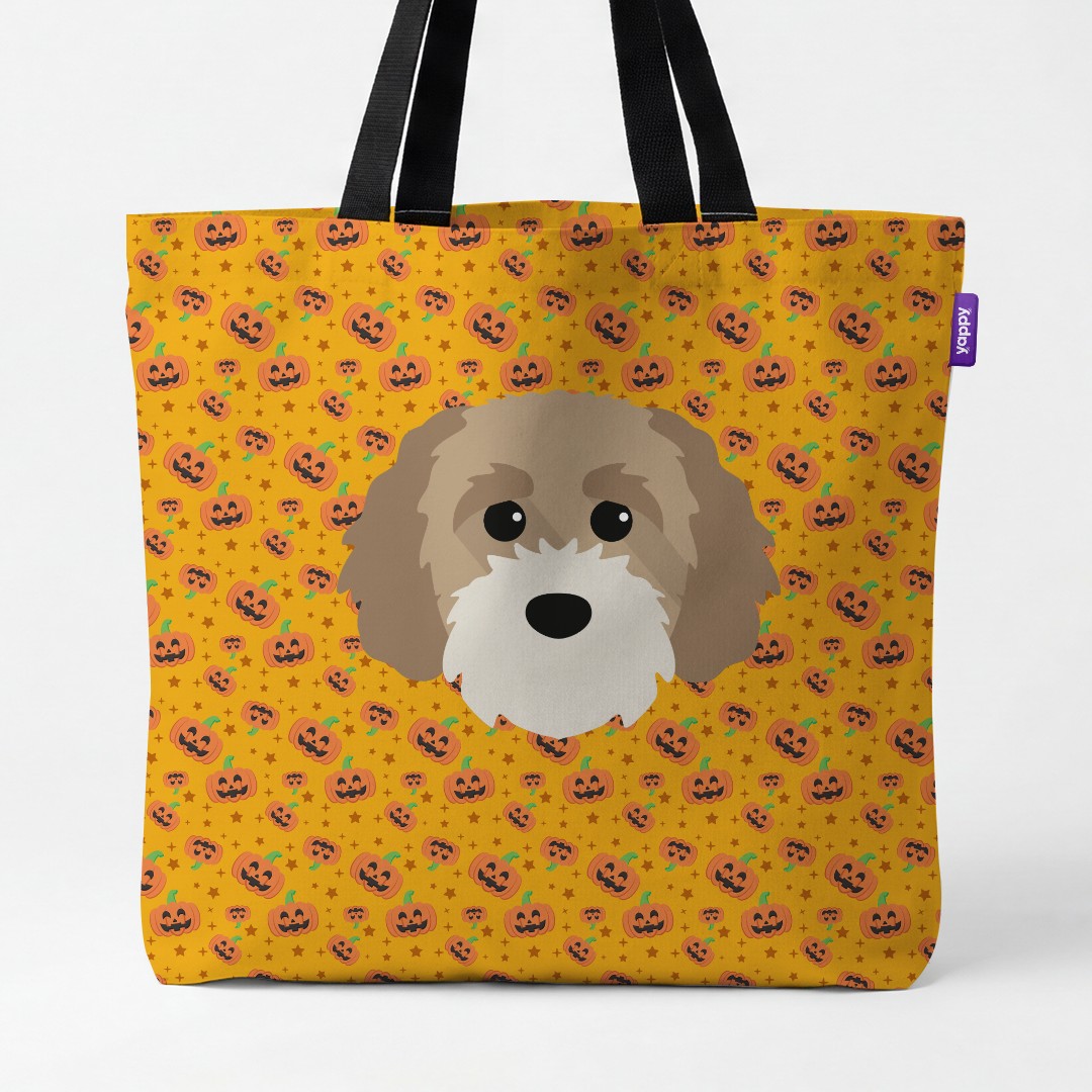 'Happy Pumpkin' - Personalized {breedCommonName} Canvas Bag