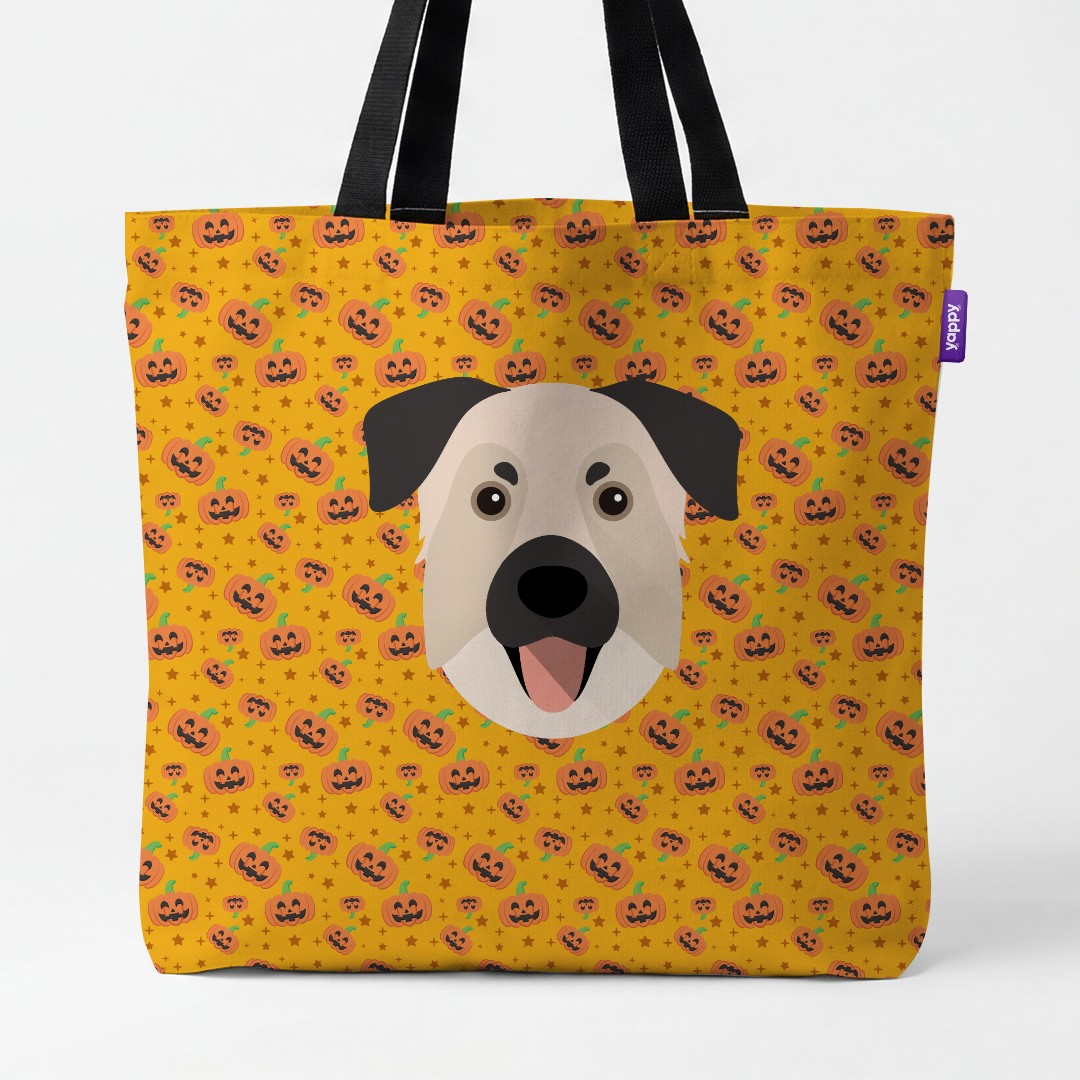 'Happy Pumpkin' - Personalized {breedCommonName} Canvas Bag