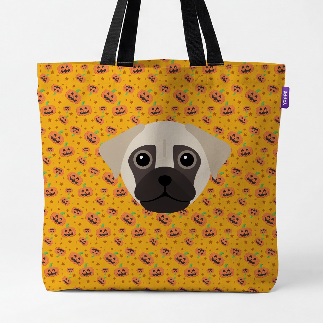 'Happy Pumpkin' - Personalized {breedCommonName} Canvas Bag