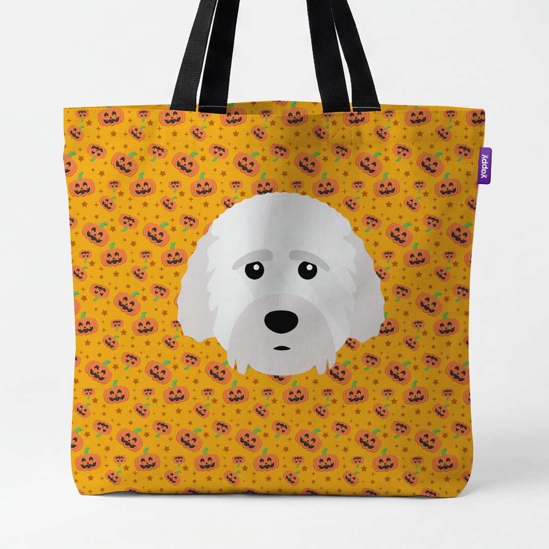 'Happy Pumpkin' - Personalized {breedCommonName} Canvas Bag