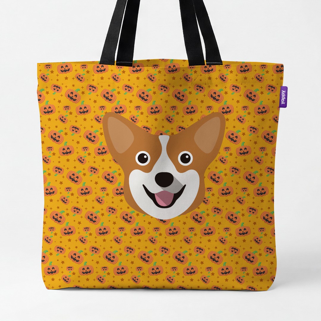 'Happy Pumpkin' - Personalized {breedCommonName} Canvas Bag
