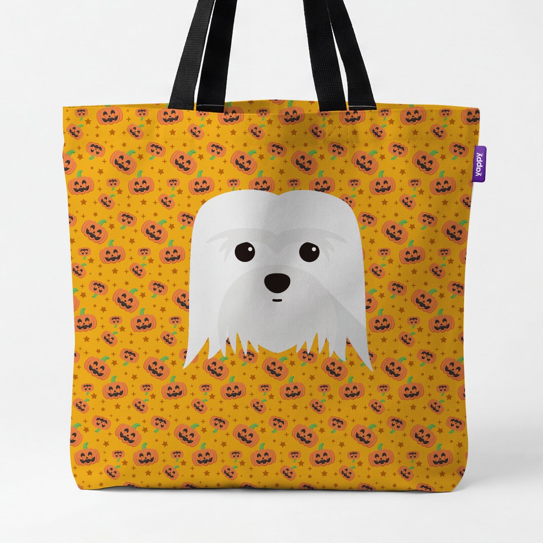'Happy Pumpkin' - Personalized {breedCommonName} Canvas Bag
