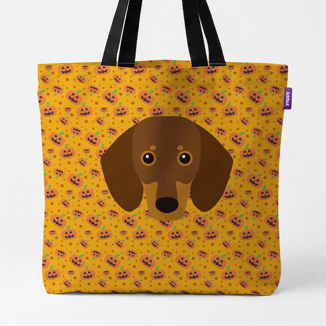 'Happy Pumpkin' - Personalized {breedCommonName} Canvas Bag