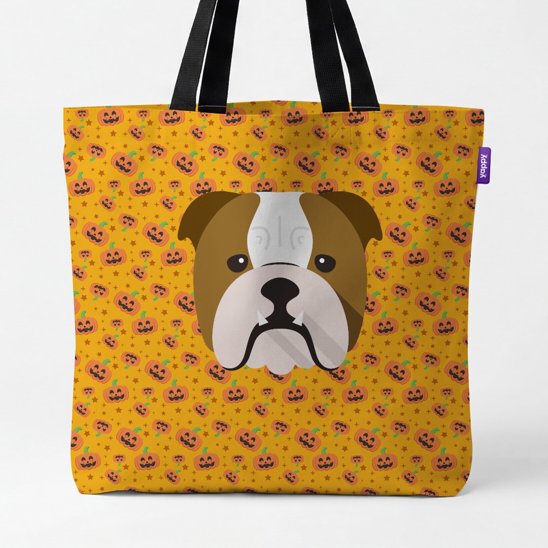 'Happy Pumpkin' - Personalized {breedCommonName} Canvas Bag