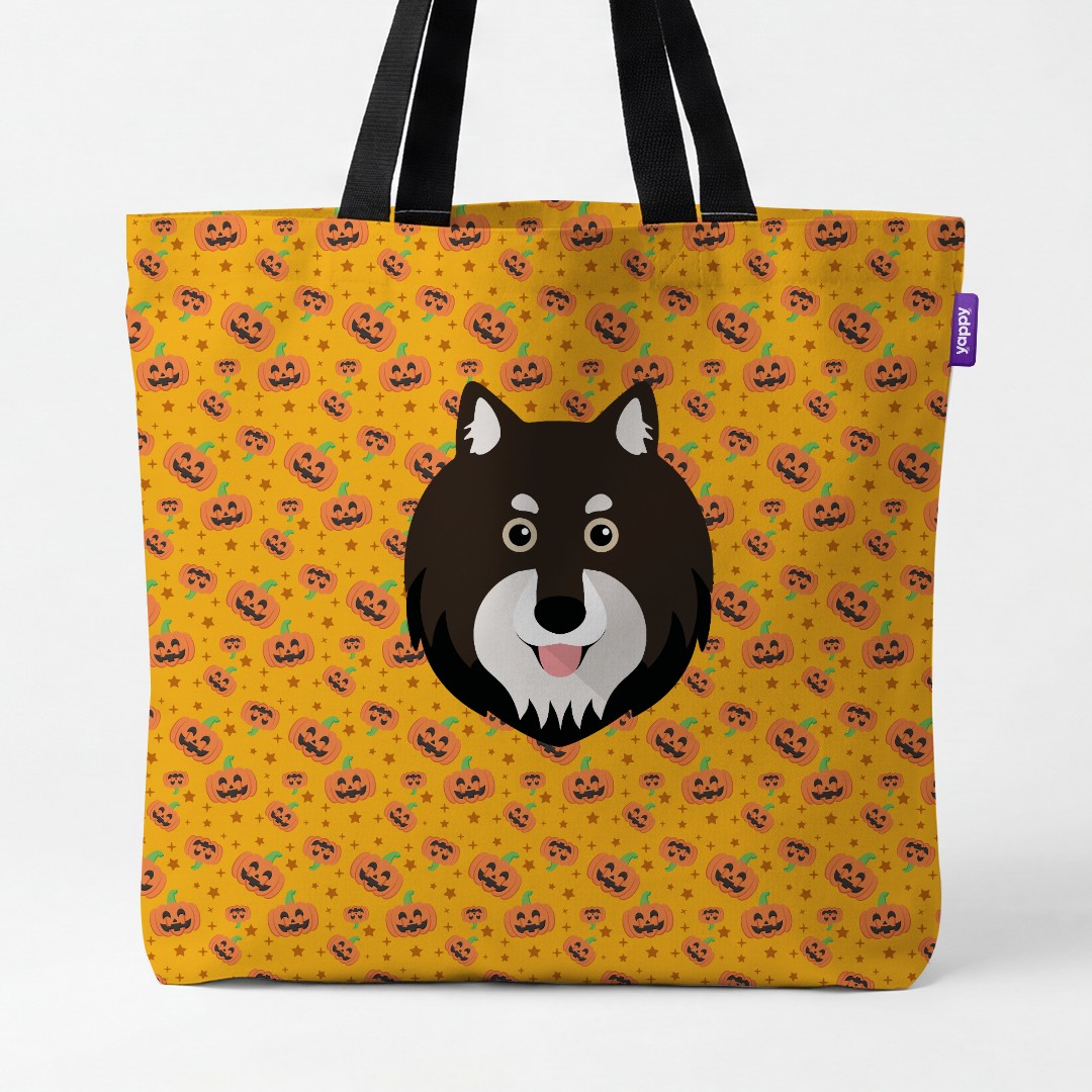 'Happy Pumpkin' - Personalized {breedCommonName} Canvas Bag