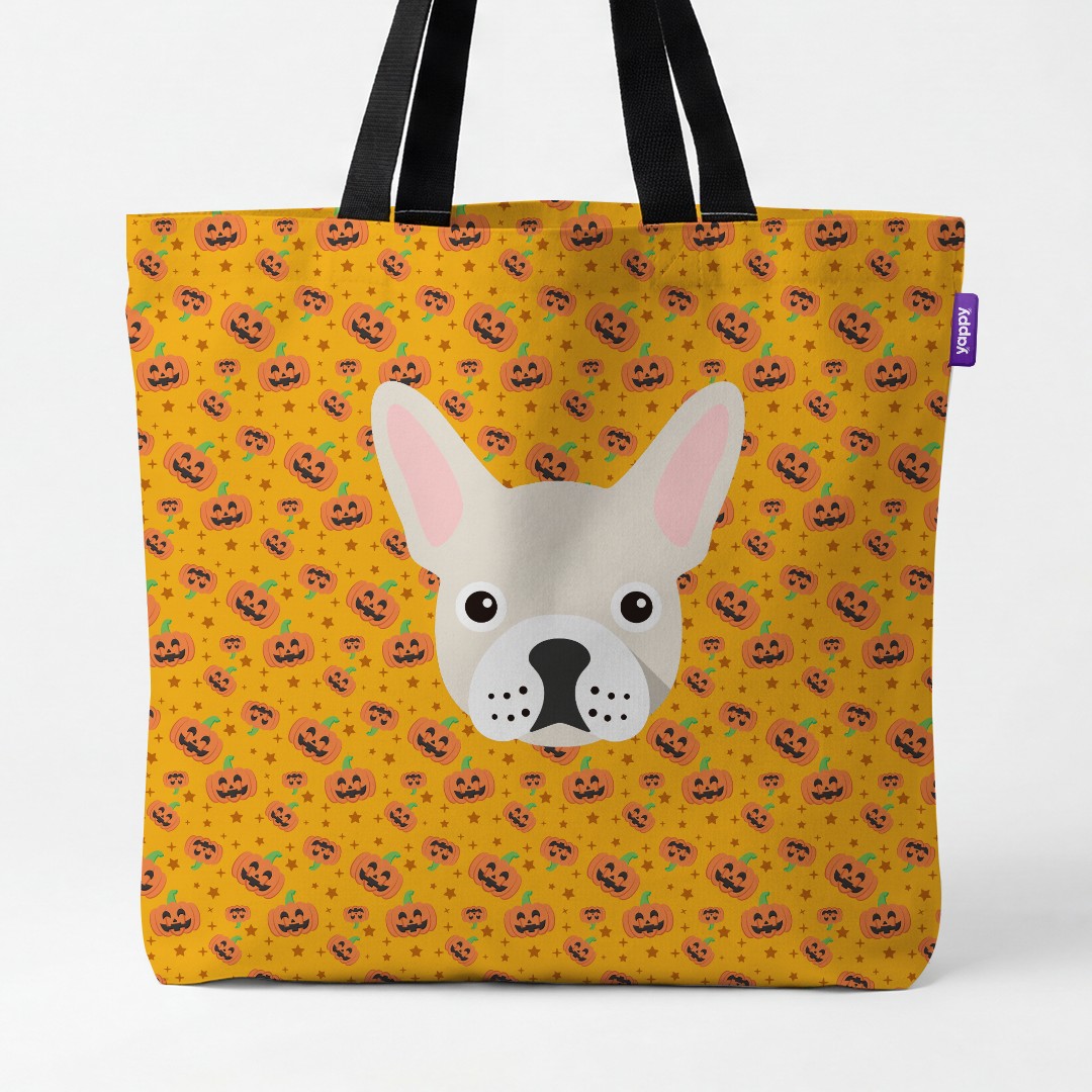 'Happy Pumpkin' - Personalised {breedCommonName} Canvas Bag