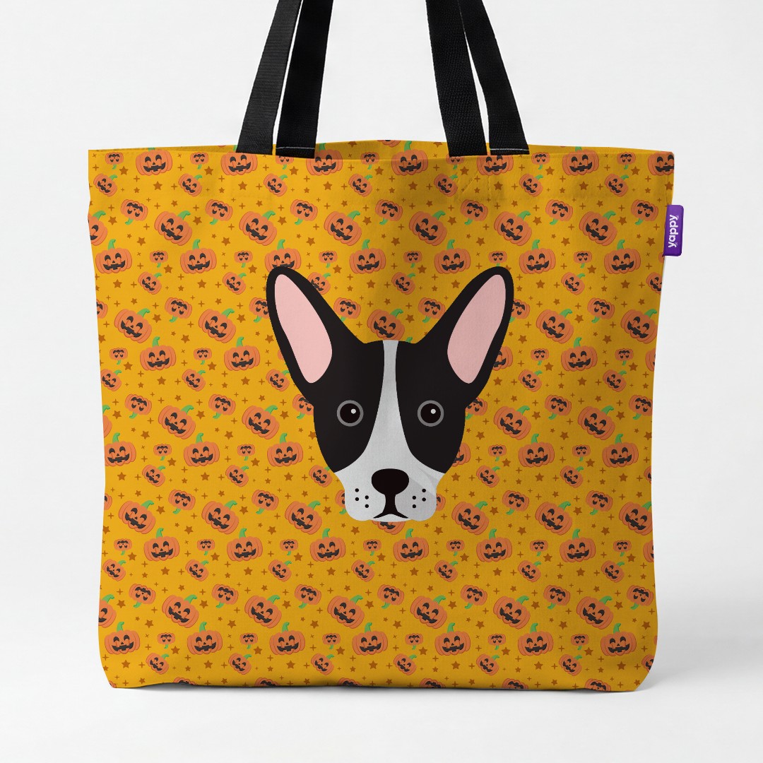 'Happy Pumpkin' - Personalised {breedCommonName} Canvas Bag