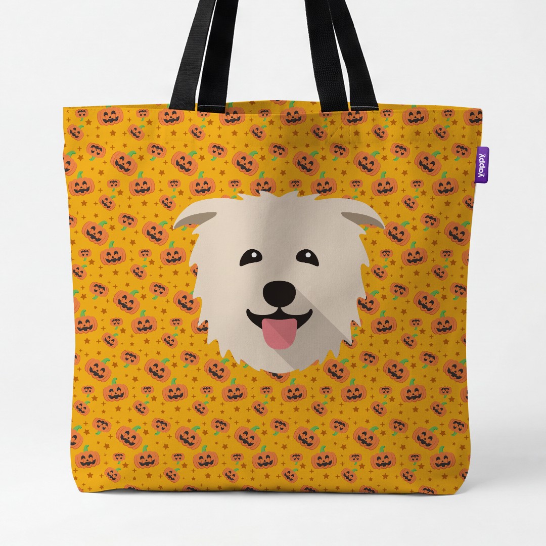 'Happy Pumpkin' - Personalized {breedCommonName} Canvas Bag