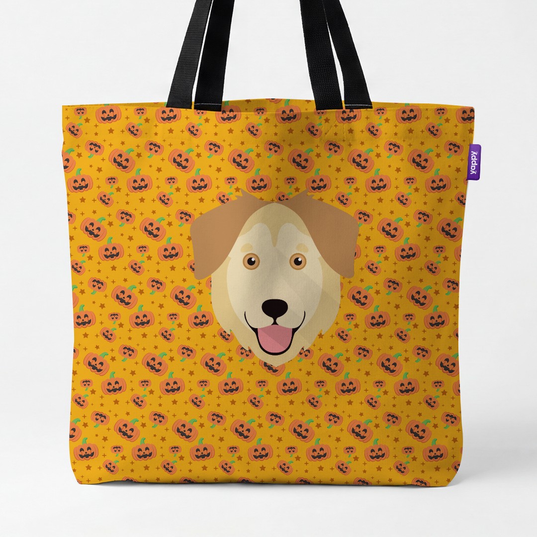 'Happy Pumpkin' - Personalized {breedCommonName} Canvas Bag