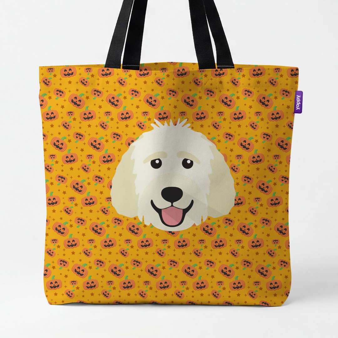 'Happy Pumpkin' - Personalised {breedCommonName} Canvas Bag