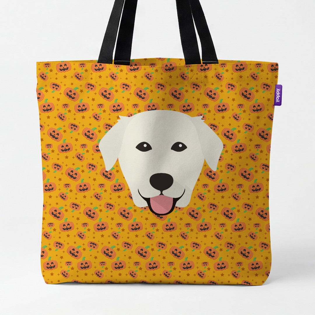 'Happy Pumpkin' - Personalized {breedCommonName} Canvas Bag
