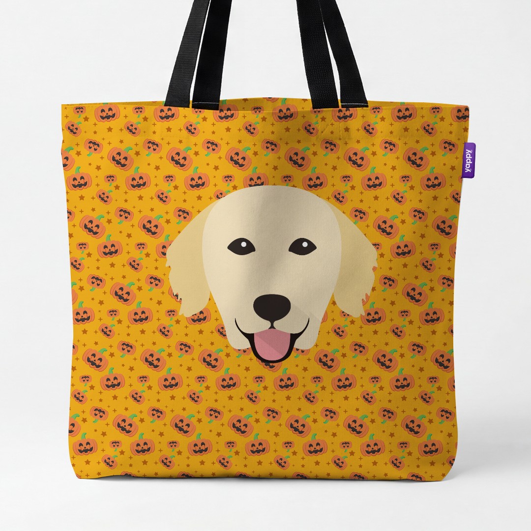 'Happy Pumpkin' - Personalised {breedCommonName} Canvas Bag