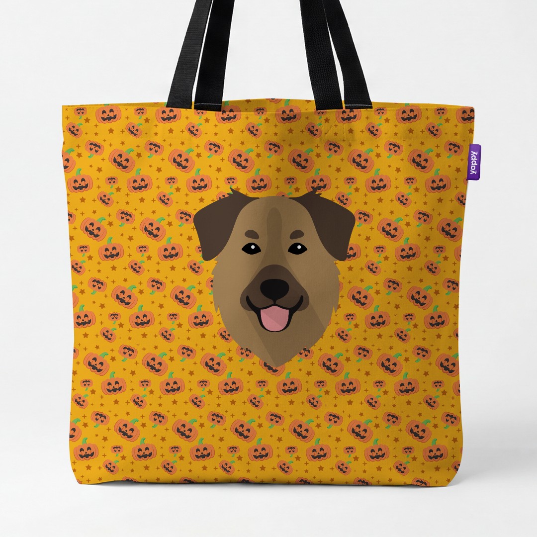 'Happy Pumpkin' - Personalised {breedCommonName} Canvas Bag