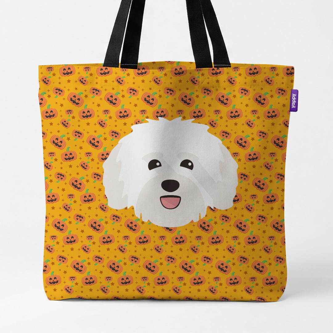 'Happy Pumpkin' - Personalized {breedCommonName} Canvas Bag