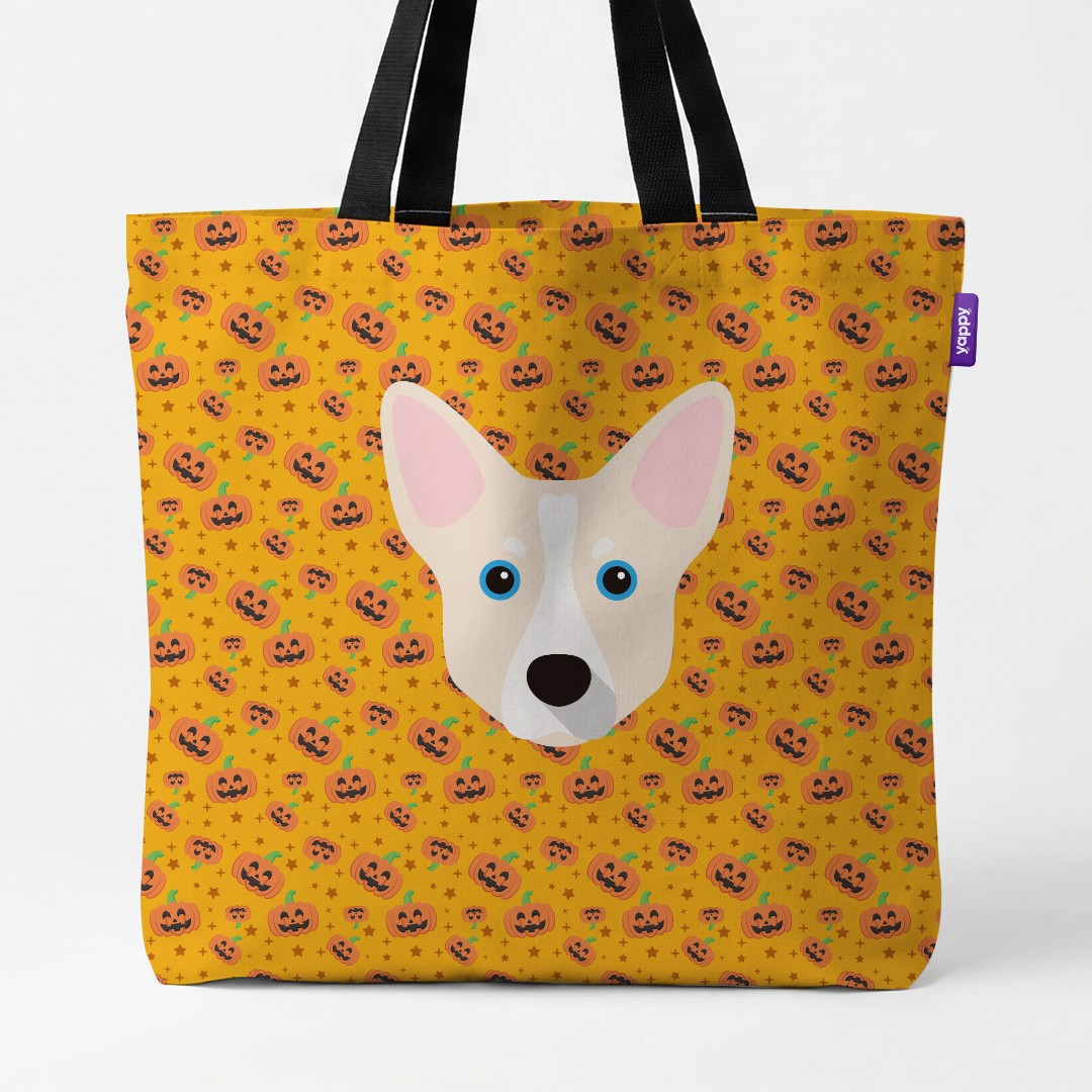 'Happy Pumpkin' - Personalized {breedCommonName} Canvas Bag