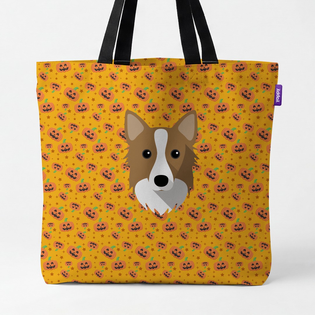 'Happy Pumpkin' - Personalized {breedCommonName} Canvas Bag