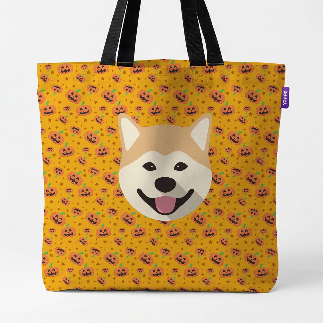 'Happy Pumpkin' - Personalized {breedCommonName} Canvas Bag