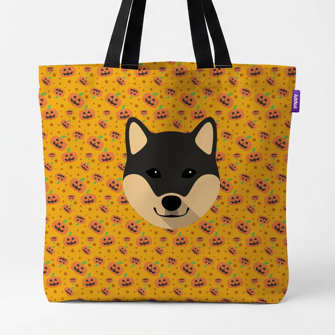'Happy Pumpkin' - Personalized {breedCommonName} Canvas Bag