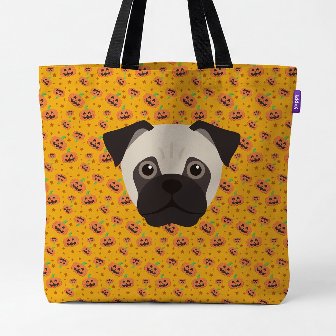 'Happy Pumpkin' - Personalized {breedCommonName} Canvas Bag