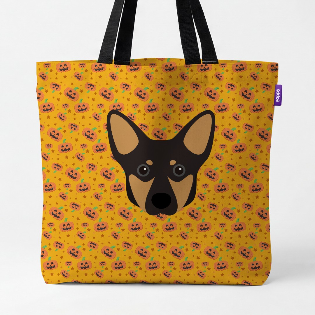 'Happy Pumpkin' - Personalized {breedCommonName} Canvas Bag