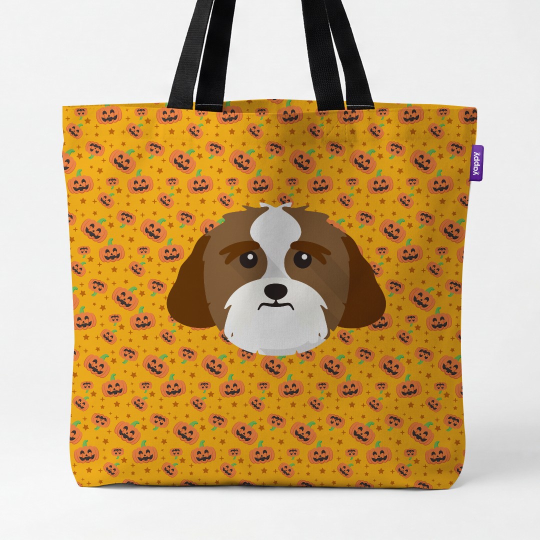 'Happy Pumpkin' - Personalized {breedCommonName} Canvas Bag