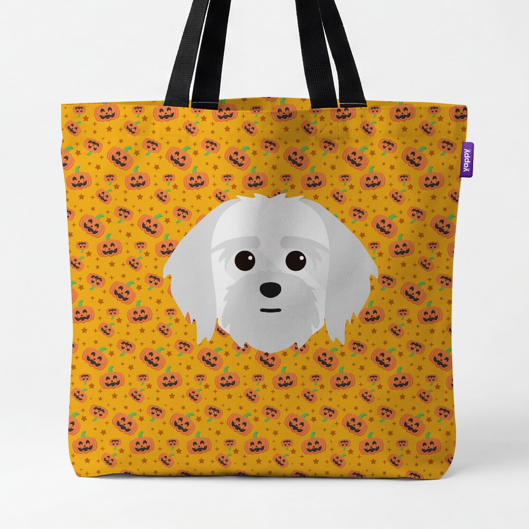 'Happy Pumpkin' - Personalized {breedCommonName} Canvas Bag