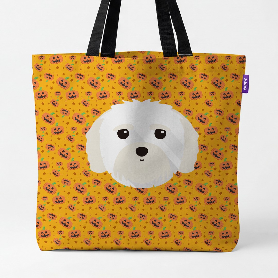 'Happy Pumpkin' - Personalized {breedCommonName} Canvas Bag