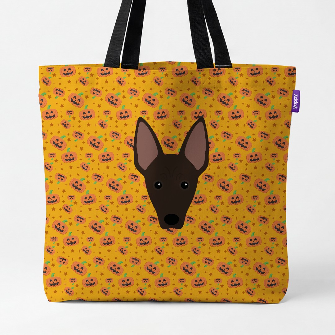 'Happy Pumpkin' - Personalized {breedCommonName} Canvas Bag