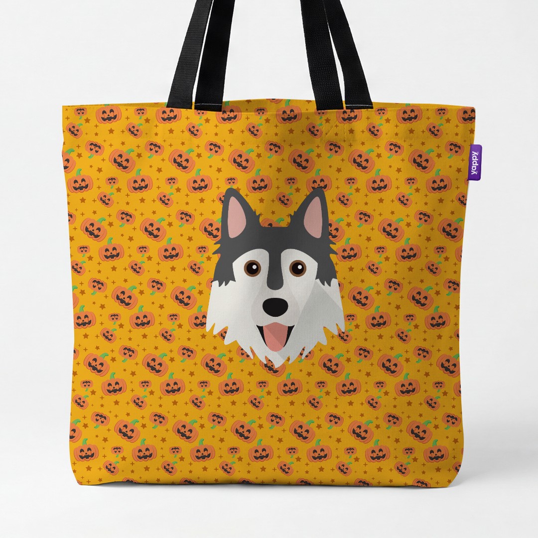 'Happy Pumpkin' - Personalized {breedCommonName} Canvas Bag