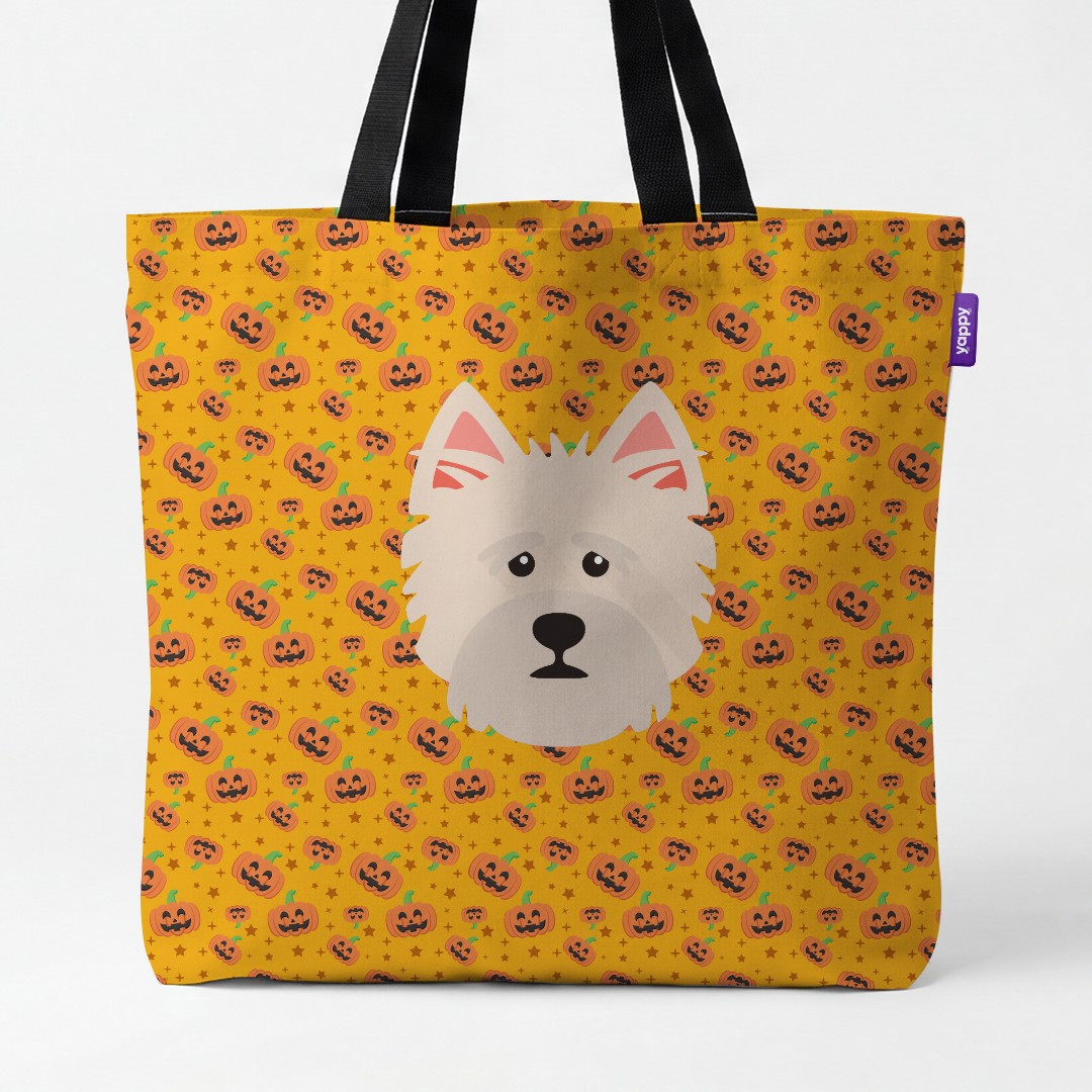 'Happy Pumpkin' - Personalized {breedCommonName} Canvas Bag
