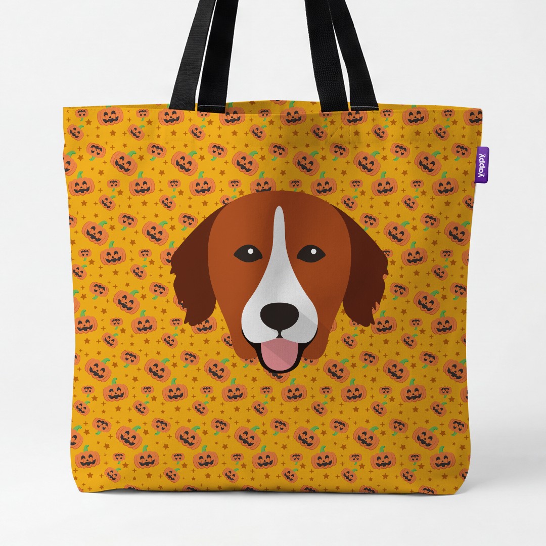 'Happy Pumpkin' - Personalized {breedCommonName} Canvas Bag