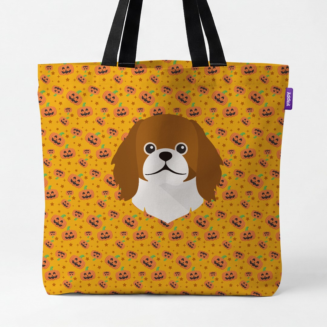 'Happy Pumpkin' - Personalised {breedCommonName} Canvas Bag