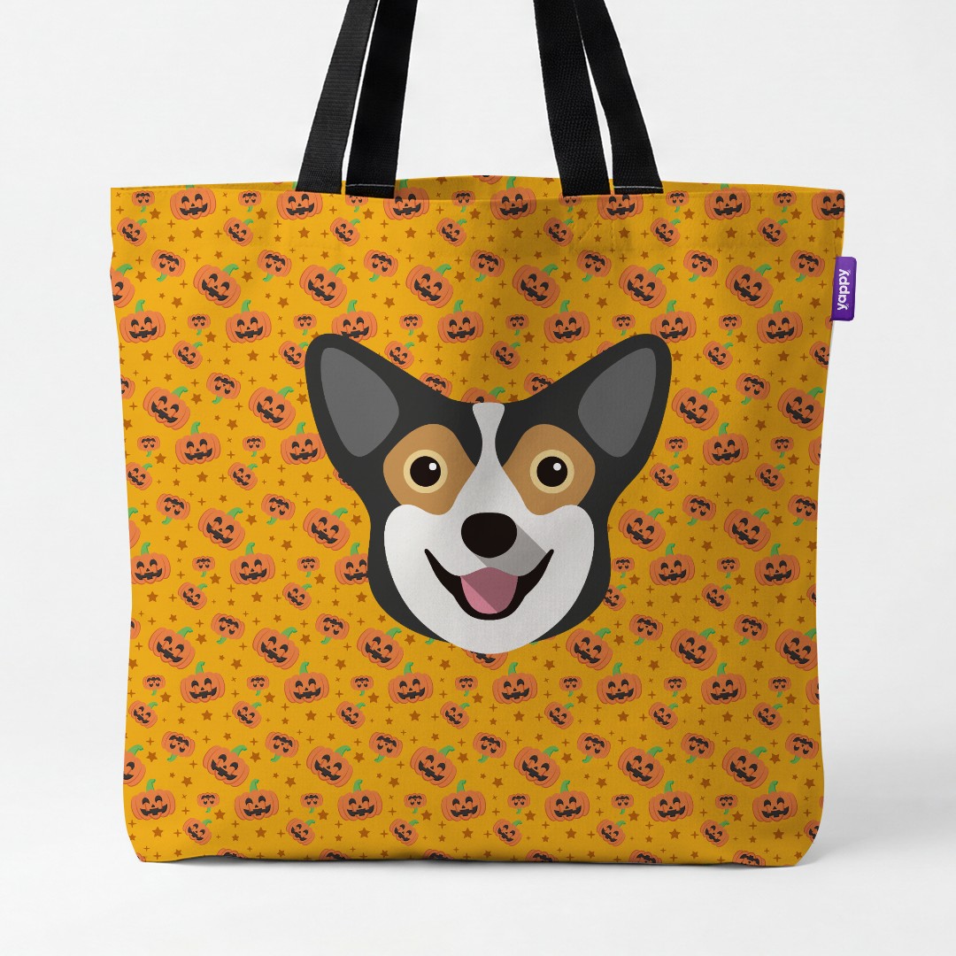 'Happy Pumpkin' - Personalized {breedCommonName} Canvas Bag