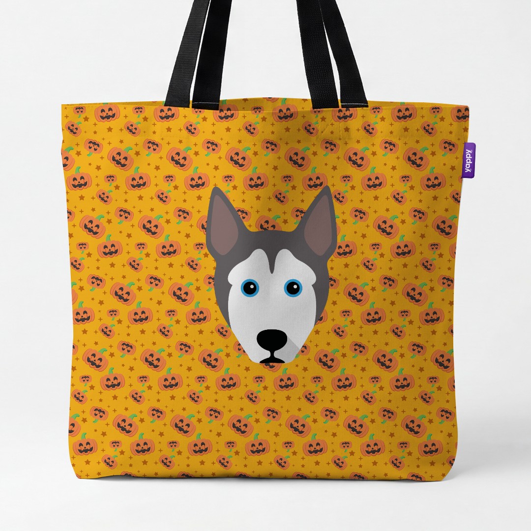 'Happy Pumpkin' - Personalized {breedCommonName} Canvas Bag