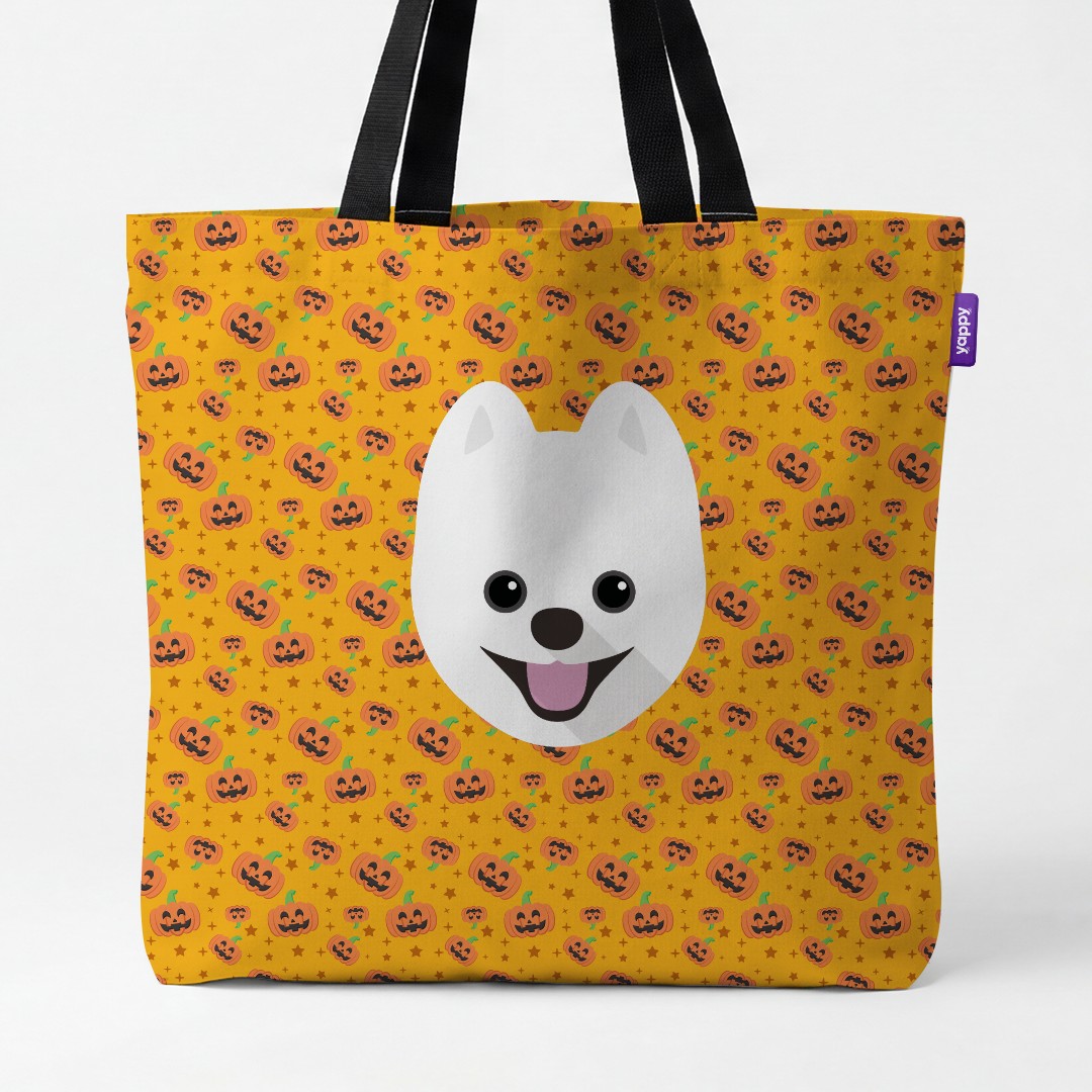 'Happy Pumpkin' - Personalised {breedCommonName} Canvas Bag