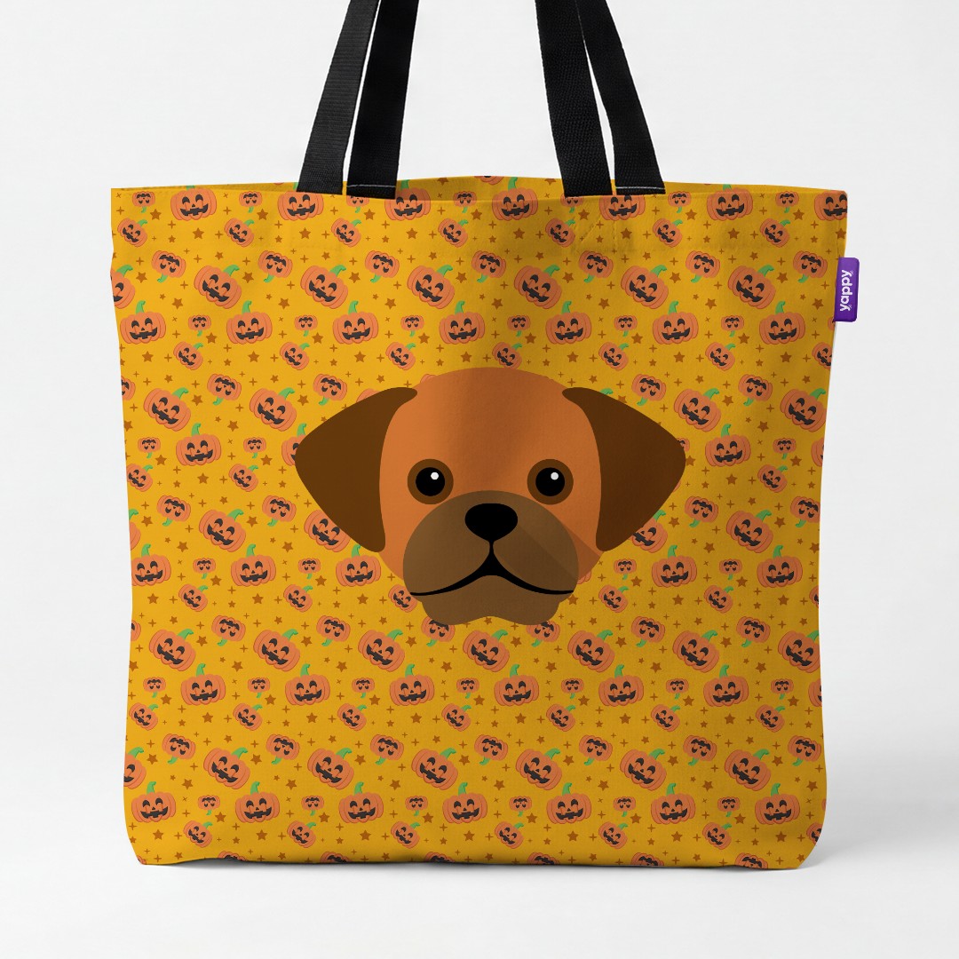 'Happy Pumpkin' - Personalized {breedCommonName} Canvas Bag