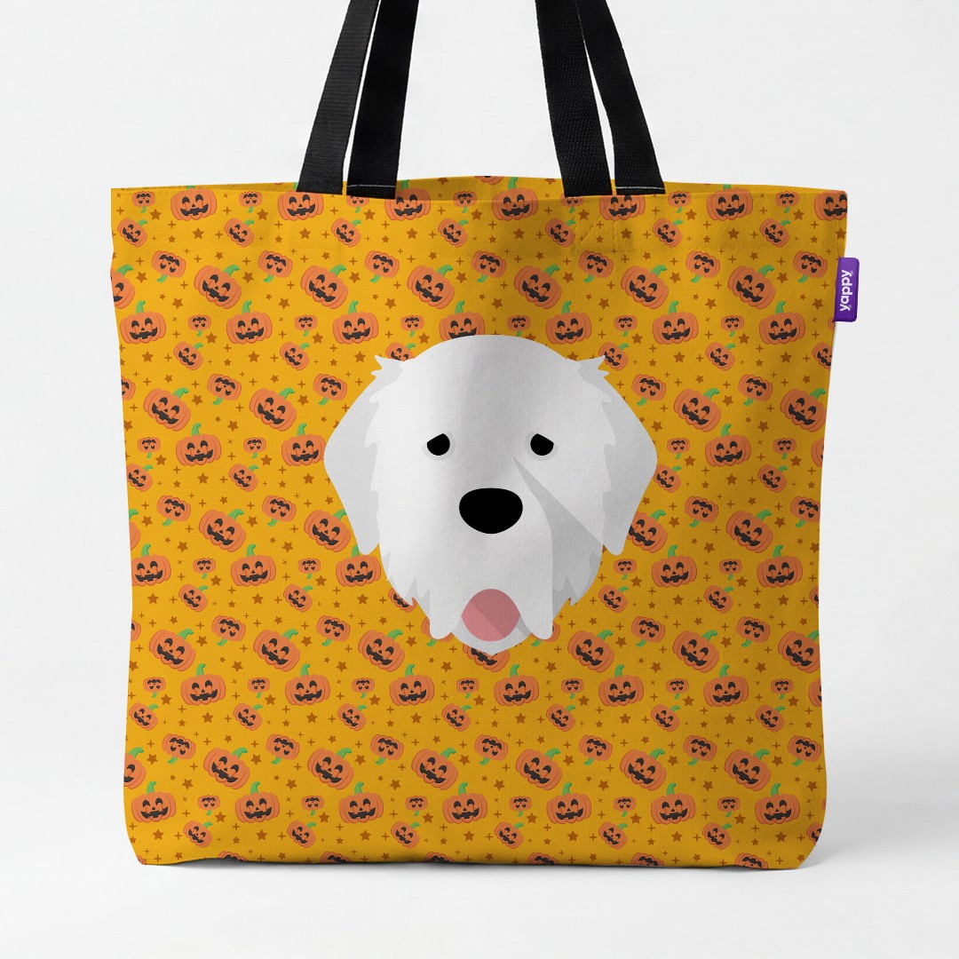 'Happy Pumpkin' - Personalized {breedCommonName} Canvas Bag