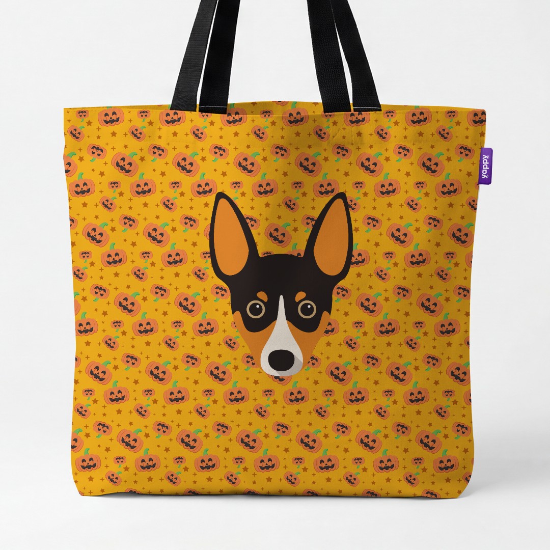 'Happy Pumpkin' - Personalized {breedCommonName} Canvas Bag