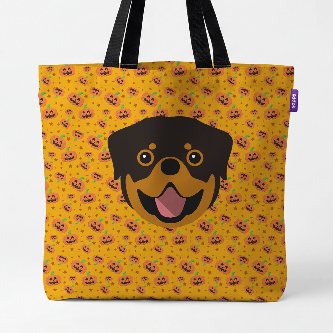 'Happy Pumpkin' - Personalised {breedCommonName} Canvas Bag
