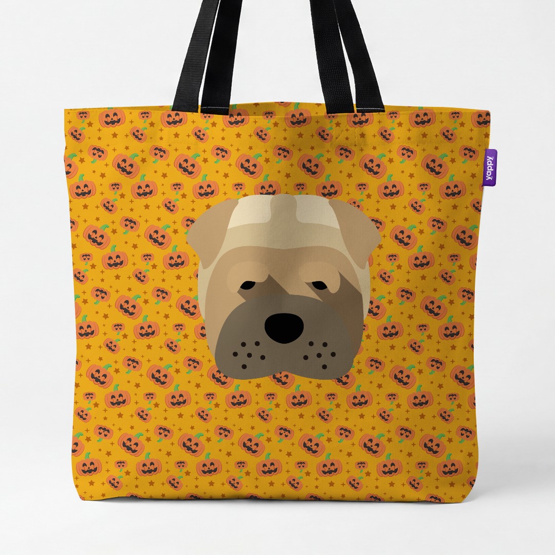 'Happy Pumpkin' - Personalised {breedCommonName} Canvas Bag