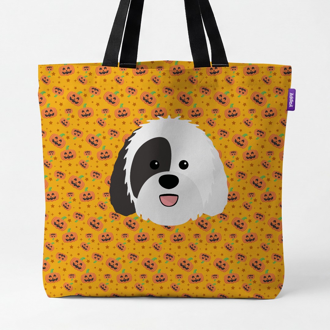 'Happy Pumpkin' - Personalized {breedCommonName} Canvas Bag