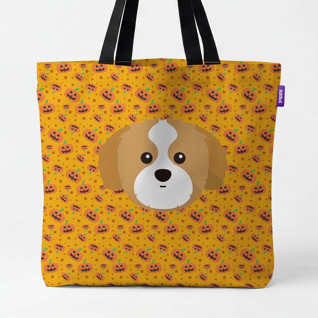 'Happy Pumpkin' - Personalized {breedCommonName} Canvas Bag