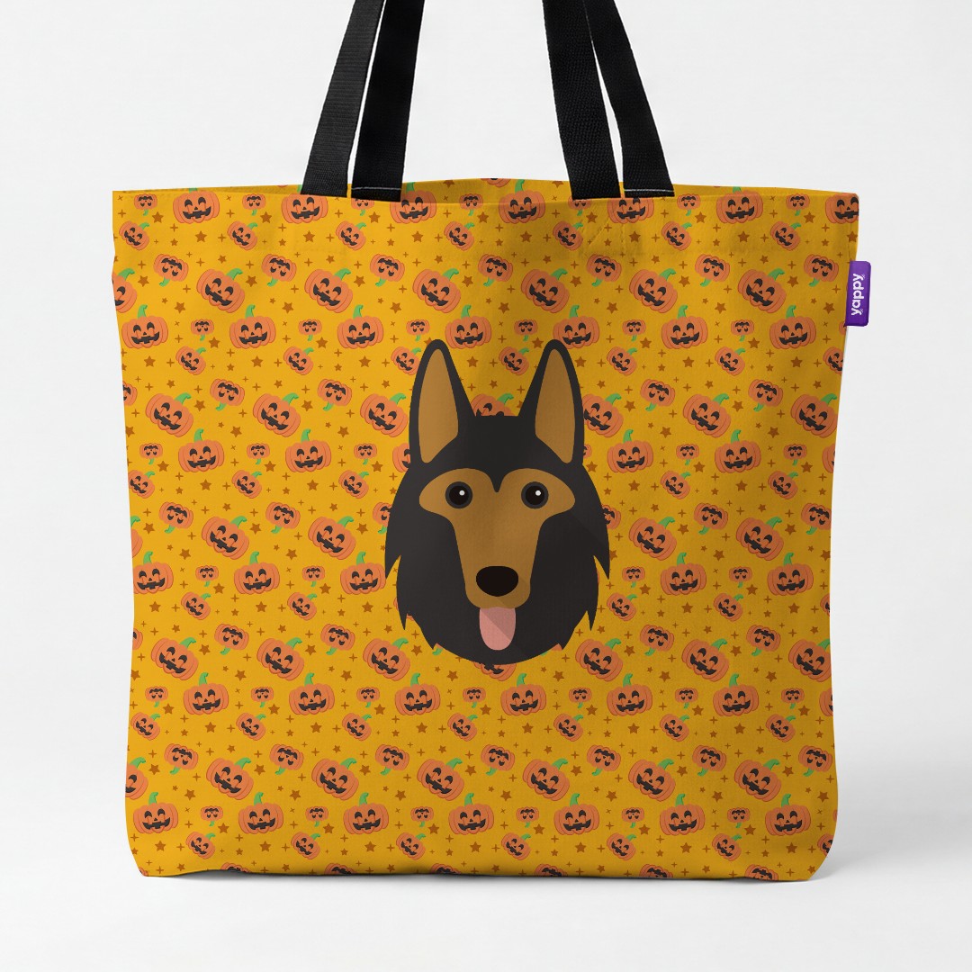 'Happy Pumpkin' - Personalized {breedCommonName} Canvas Bag
