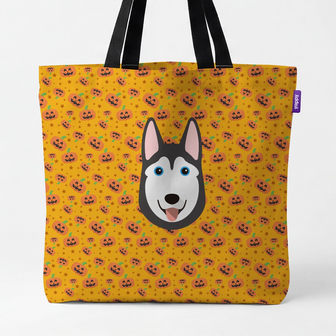 'Happy Pumpkin' - Personalized {breedCommonName} Canvas Bag