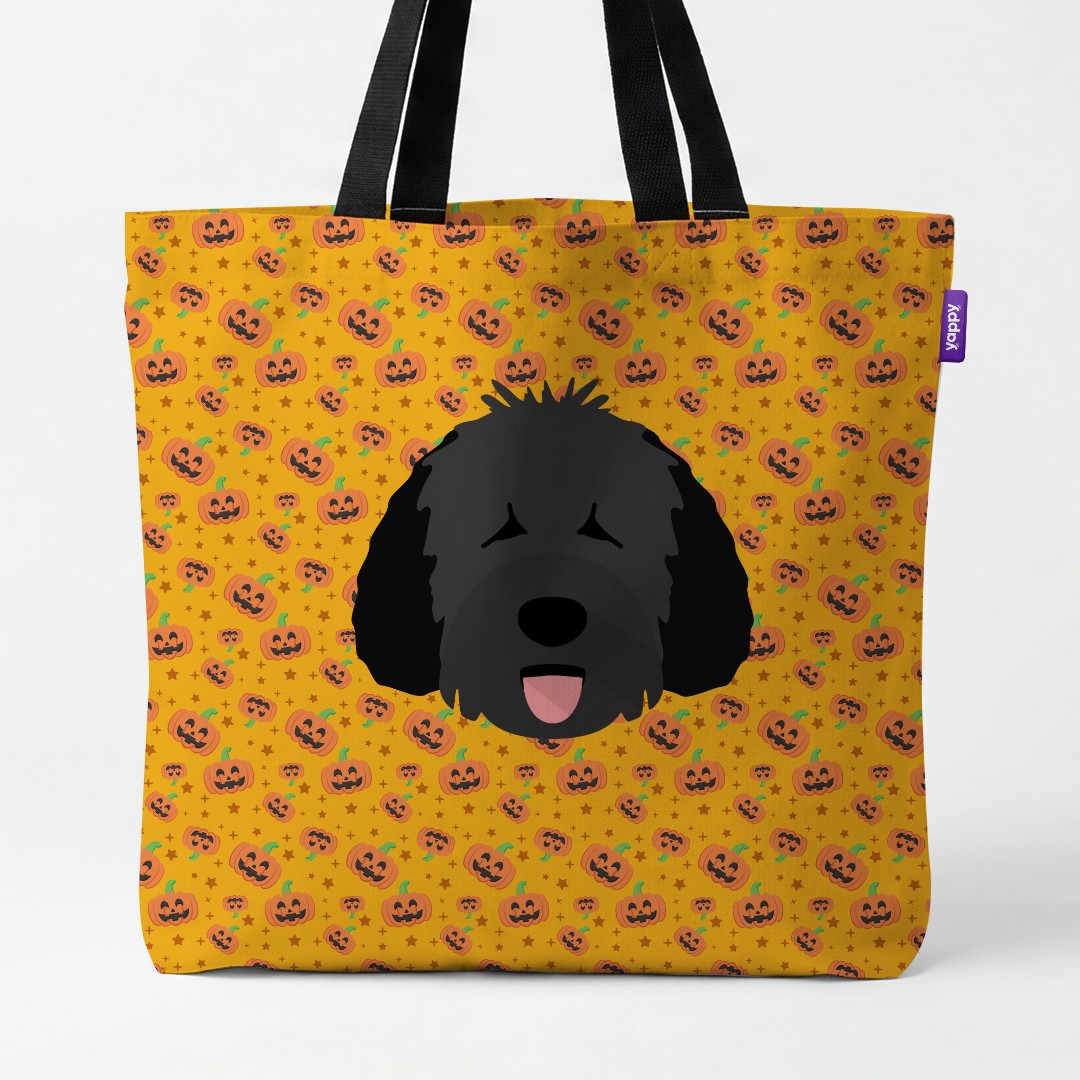 'Happy Pumpkin' - Personalized {breedCommonName} Canvas Bag