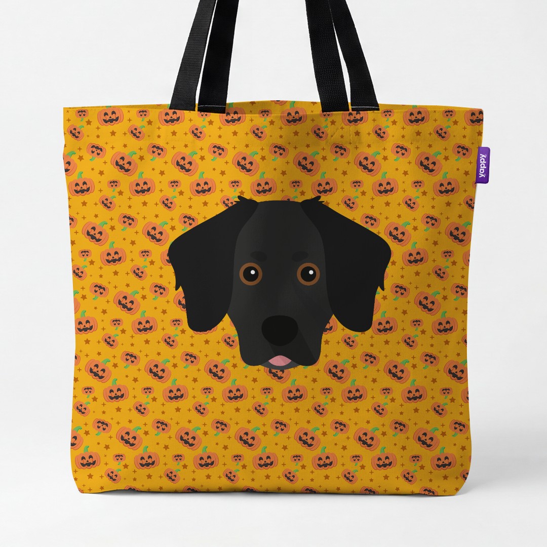 'Happy Pumpkin' - Personalized {breedCommonName} Canvas Bag